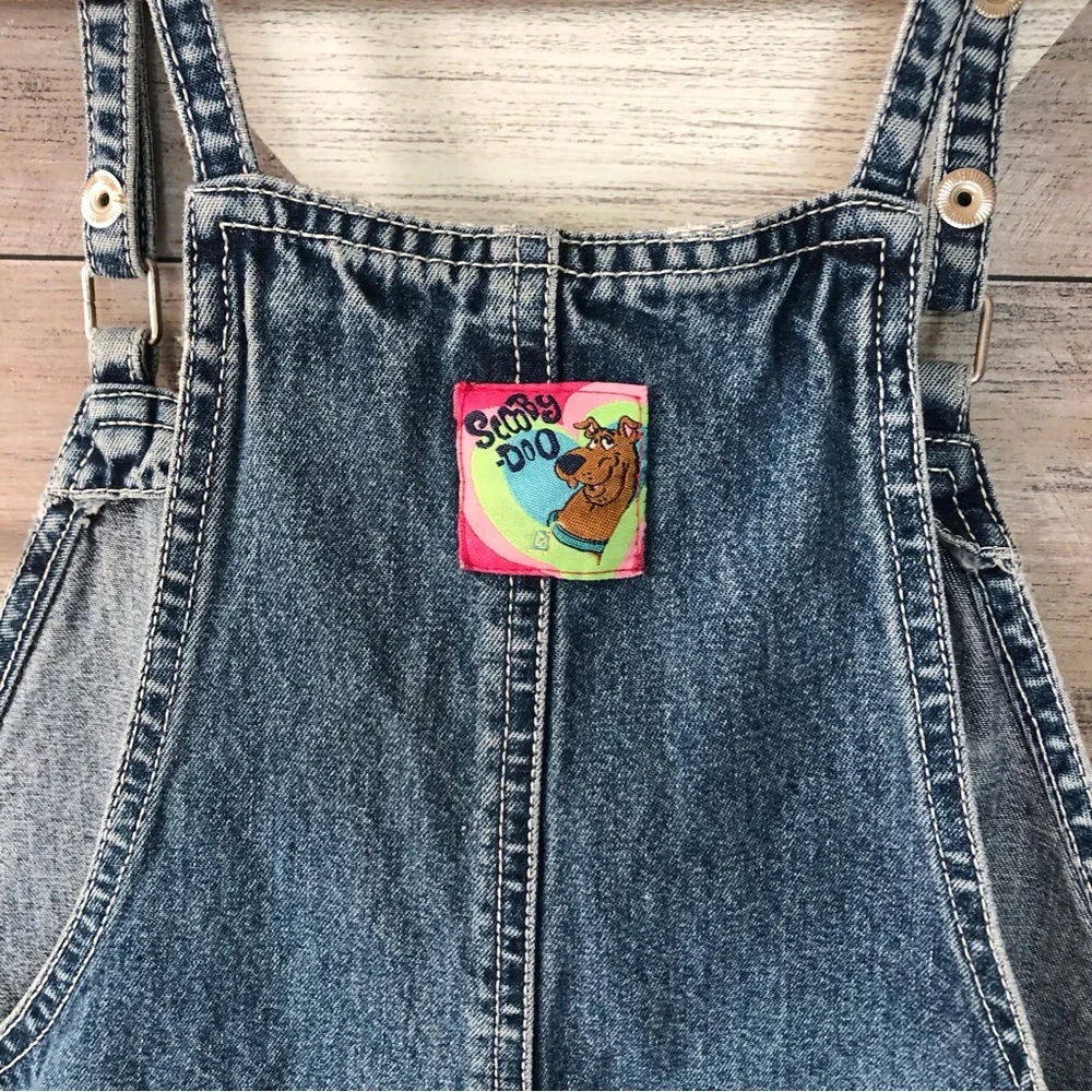Vintage Cartoon Network ScoobyDoo Embroidered Jean Short Overalls 12 - Picture 5 of 6